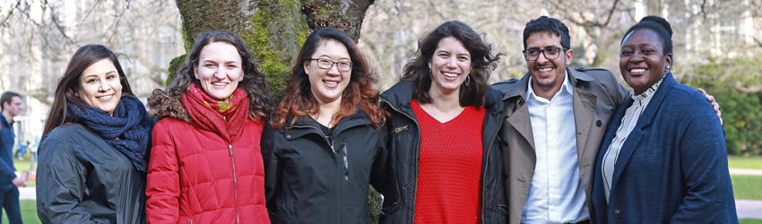 Group of ISE graduate students in the quad