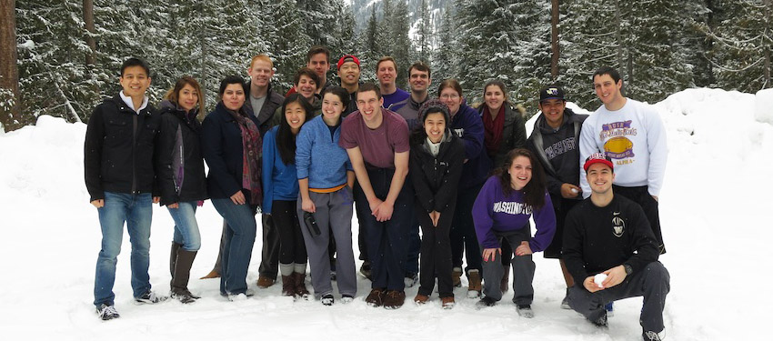 Group of people outside during winter