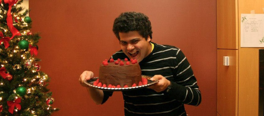 Person with cake
