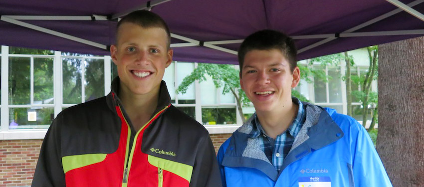 Two people smiling