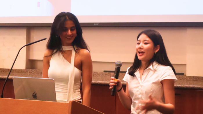 Meera and Noelle presenting their business
