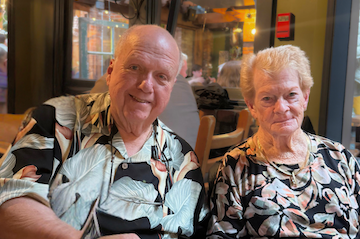 Richard and Mary Kay Hansen in coordinated floral shirts