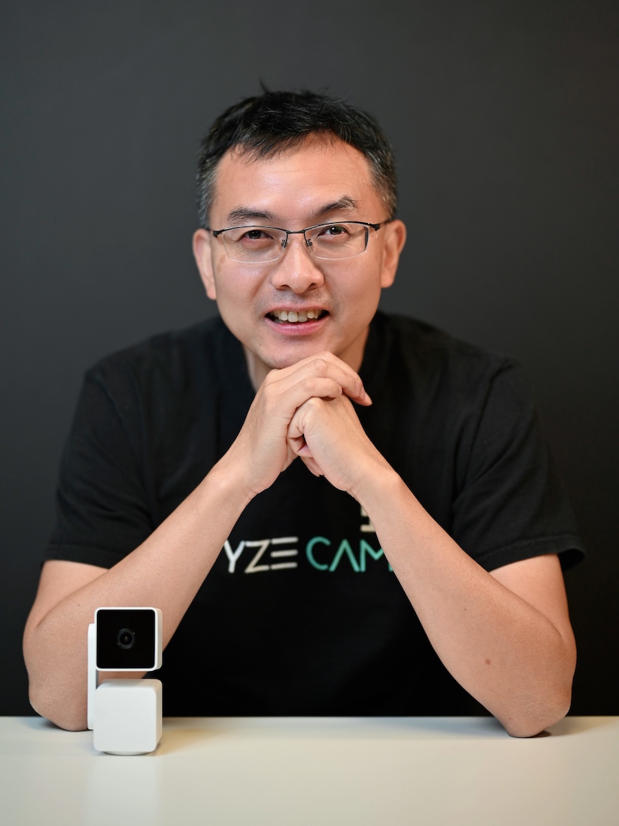 Wyze CEO Yun Zhang with the Wyze camera
