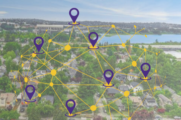 Image of Laurelhurst neighborhood with a superimposed conceptual network ovelayed